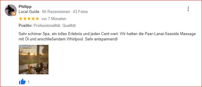Google Bewertungen Lanai Spa von Philipp